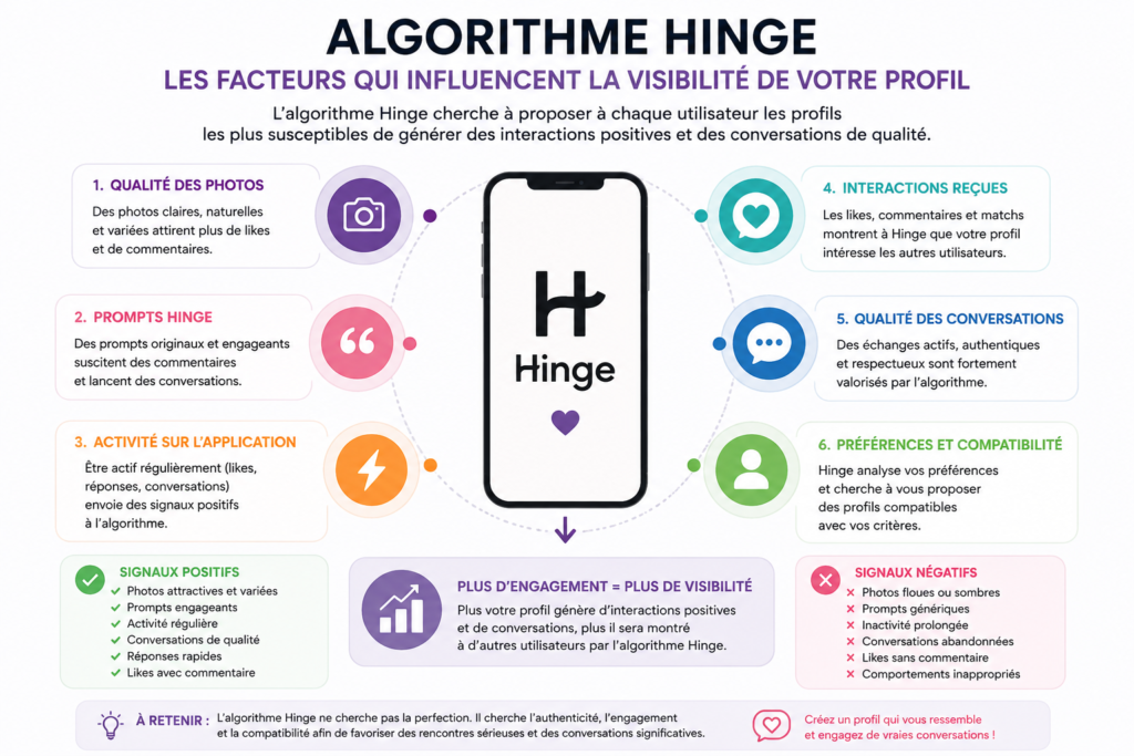 Facteurs qui influencent la visibilité d'un profil dans l'algorithme Hinge