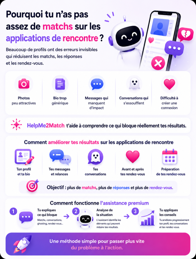 Comment améliorer ses résultats sur les applications de rencontre avec le Love Coach IA HelpMe2Match